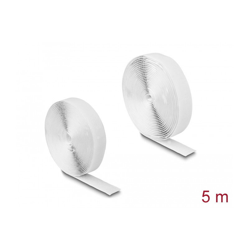 Delock Klettband selbstklebend mit Haft- und Flauschband L 5 m x B 20 mm weiß