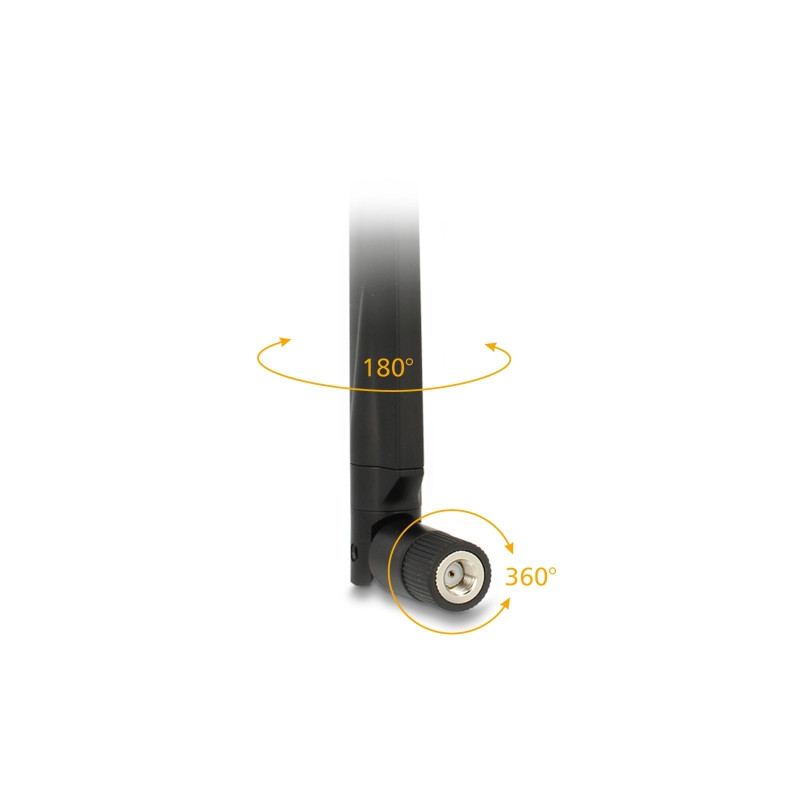 Delock WLAN 802.11 ac/a/h/b/g/n Antenne RP-SMA Stecker 5 - 7 dBi omnidirektional drehbar mit Kippgelenk schwarz