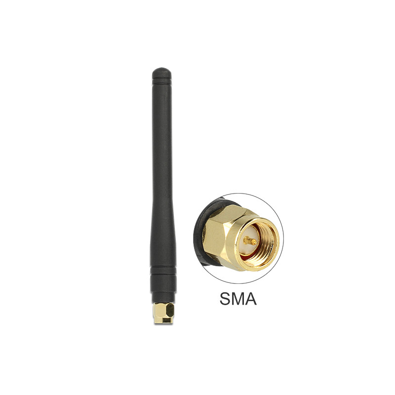 Delock ISM 433 MHz Antenne SMA 2,5 dBi omnidirektional flexibel schwarz