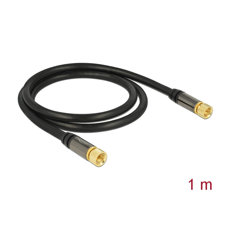 Delock Antennenkabel F Stecker - F Stecker RG-6/U 1 m schwarz
