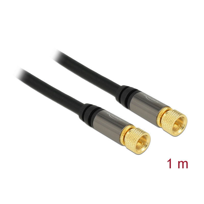 Delock Antennenkabel F Stecker - F Stecker RG-6/U 1 m schwarz