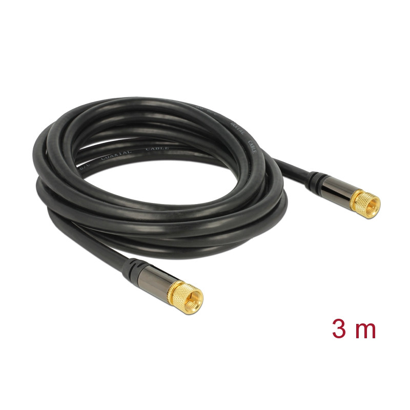 Delock Antennenkabel F Stecker - F Stecker RG-6/U 3 m schwarz