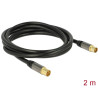 Delock Antennenkabel IEC Stecker - IEC Buchse RG-6/U 2 m schwarz