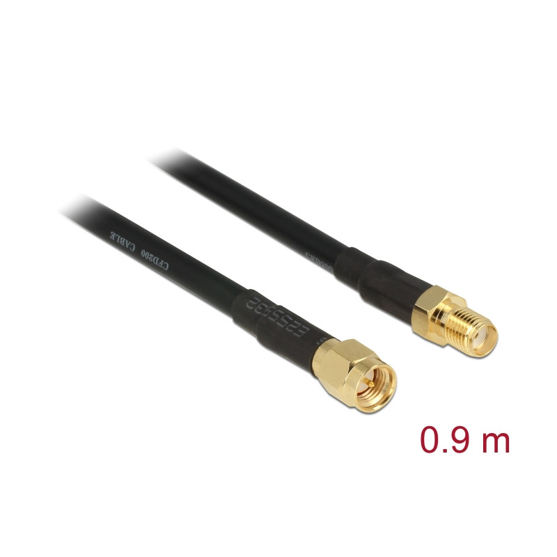 Delock Antennenkabel SMA Stecker - SMA Buchse CFD/RF200 0,9 m low loss