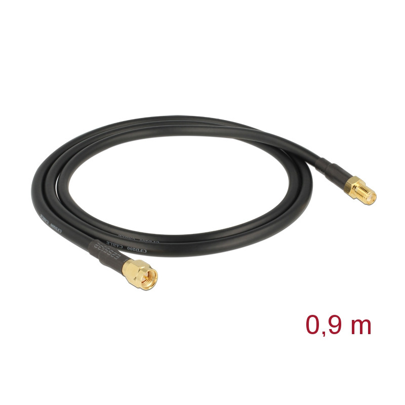 Delock Antennenkabel SMA Stecker - SMA Buchse CFD/RF200 0,9 m low loss