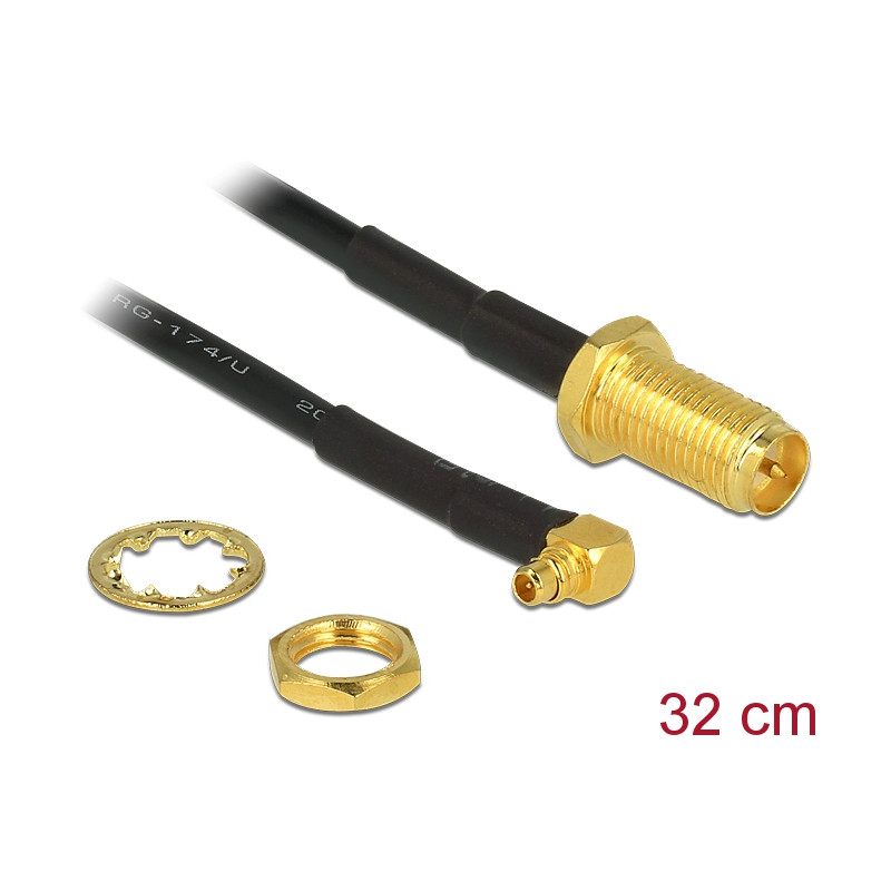 Delock Antennenkabel RP-SMA Buchse zum Einbau - MMCX 90° Stecker 320 mm