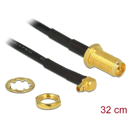 Delock Antennenkabel RP-SMA Buchse zum Einbau - MMCX 90° Stecker 320 mm