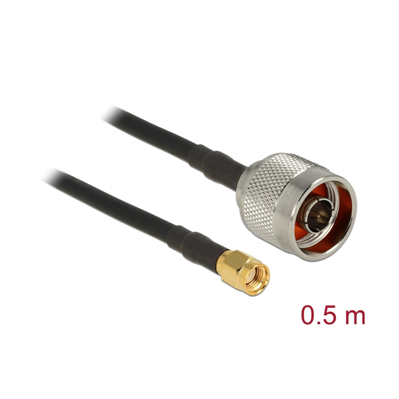 Delock Antennenkabel N Stecker - RP-SMA Stecker CFD200 0,5 m low loss