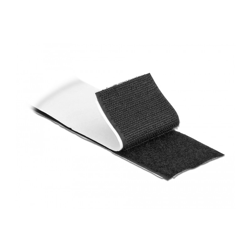Delock Klettband selbstklebend mit Haft- und Flauschband L 1 m x B 50 mm schwarz