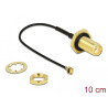 Delock Antennenkabel SMA Buchse zum Einbau zu I-PEX Inc., MHF® I Stecker 1.13 10 cm Gewindelänge 10 mm spritzwassergeschützt