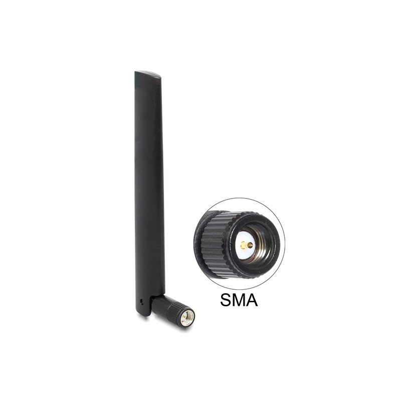 Delock LTE Antenne (50 Stck.) SMA -0,8 - 3,0 dBi omnidirektional mit Kippgelenk schwarz bulk