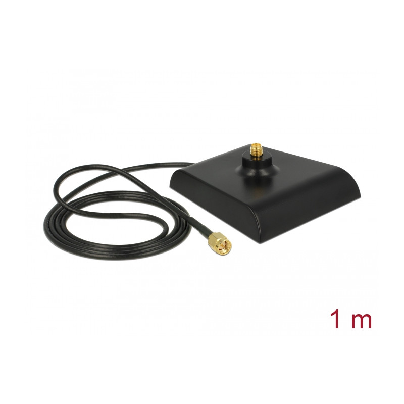 Delock Antennenfuß SMA Stecker - SMA Buchse 1 m low loss schwarz
