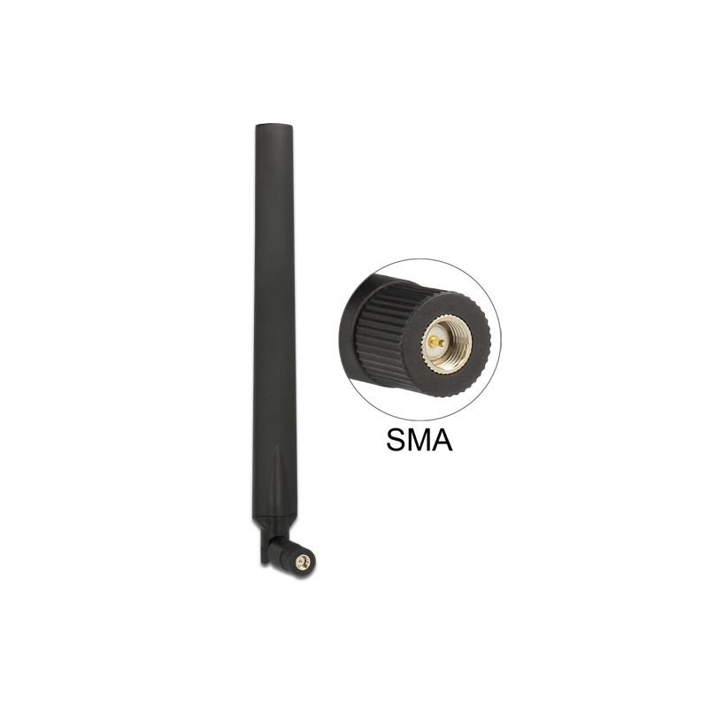 Delock LTE Antenne SMA Stecker 0 - 4 dBi omnidirektional drehbar mit Kippgelenk schwarz