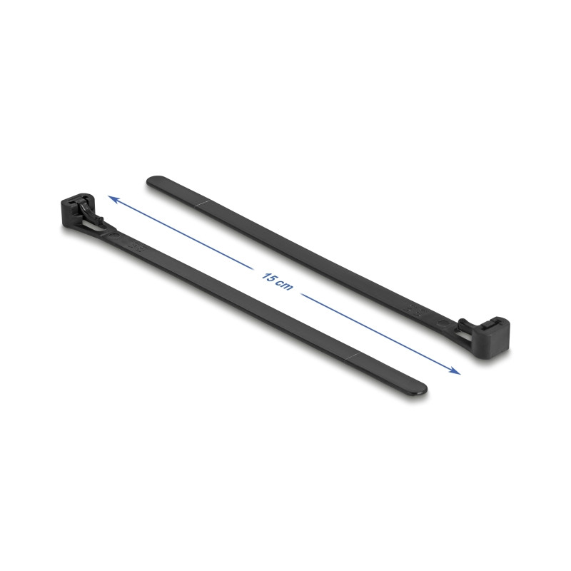 Delock Kabelbinder wiederverwendbar hitzebeständig L 150 x B 7,5 mm 100 Stück schwarz