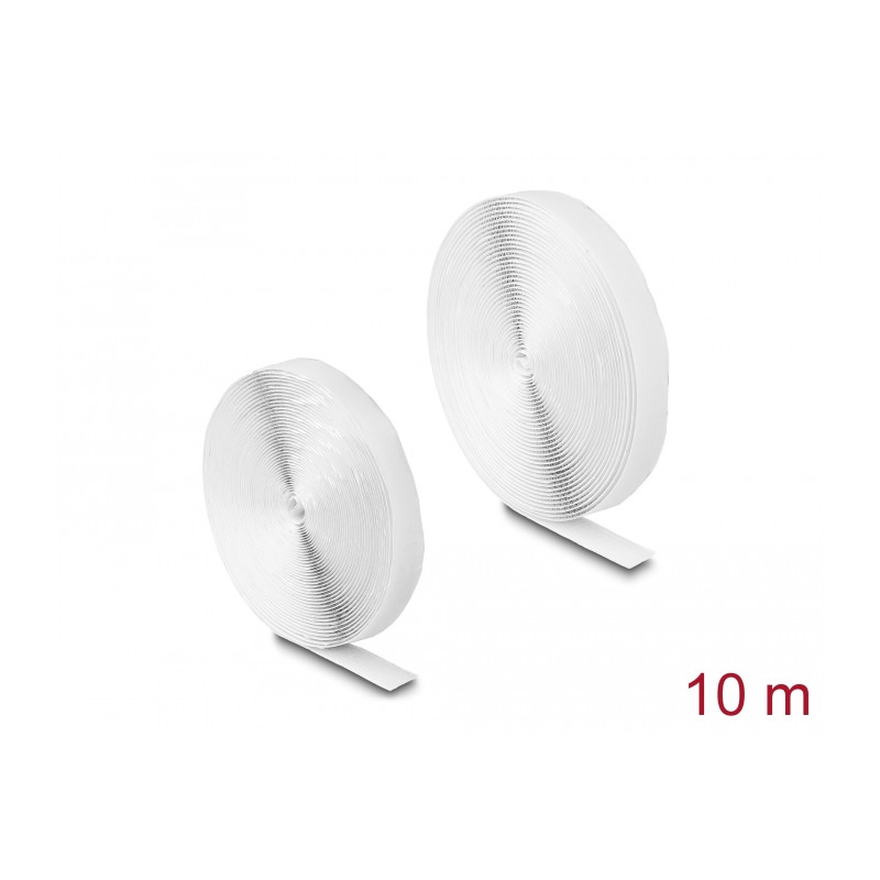 Delock Klettband selbstklebend mit Haft- und Flauschband L 10 m x B 20 mm weiß