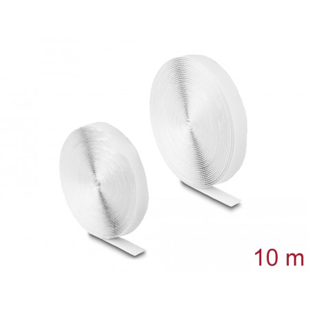 Delock Klettband selbstklebend mit Haft- und Flauschband L 10 m x B 20 mm weiß