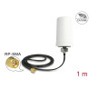 Delock WLAN 802.11 ac/a/h/b/g/n Antenne RP-SMA Stecker 1,4 - 3 dBi omnidirektional mit Anschlusskabel (ULA 100, 1 m) weiß outdoo