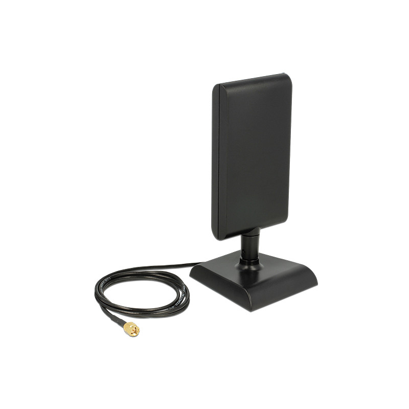 Delock LTE Antenne SMA Stecker 2 - 4 dBi omnidirektional mit magnetischem Standfuß und Anschlusskabel (ULA 100, 1 m) schwarz