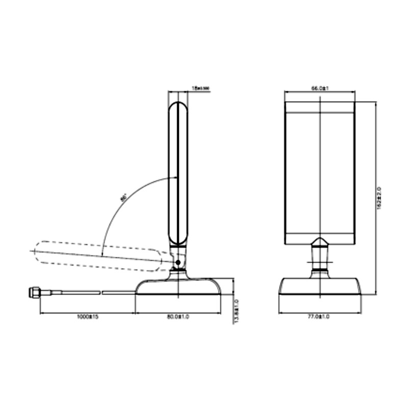 Delock LTE Antenne SMA Stecker 2 - 4 dBi omnidirektional mit magnetischem Standfuß und Anschlusskabel (ULA 100, 1 m) schwarz