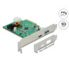 Delock PCI Express x4 Karte zu 1 x extern USB Type-C™ Buchse mit PD Funktion + 1 x extern USB Typ-A Buchse USB 10 Gbps
