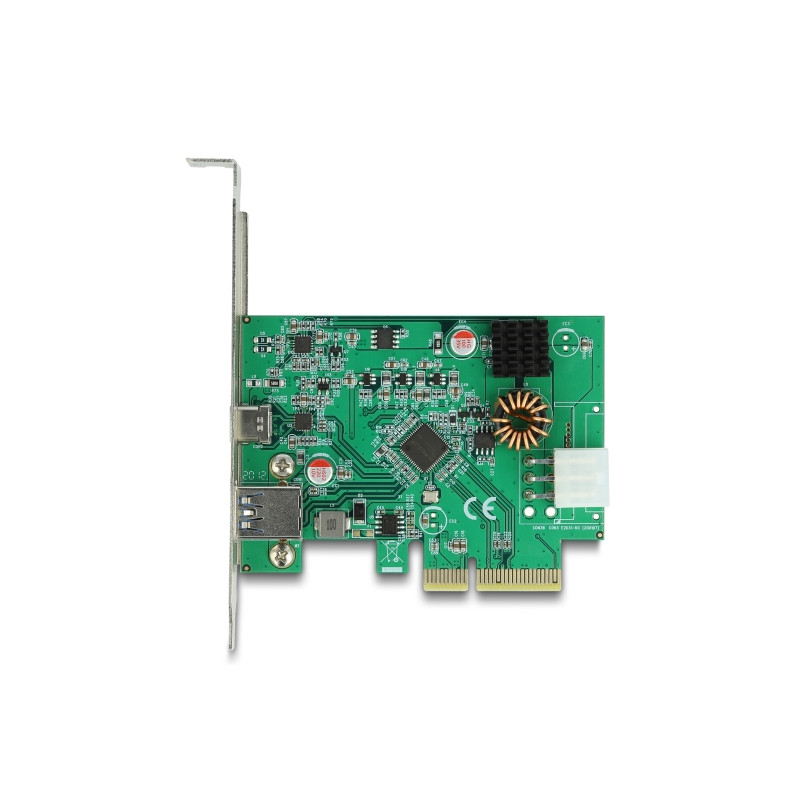 Delock PCI Express x4 Karte zu 1 x extern USB Type-C™ Buchse mit PD Funktion + 1 x extern USB Typ-A Buchse USB 10 Gbps