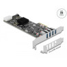 Delock PCI Express x4 Karte zu 4 x extern SuperSpeed USB 5 Gbps (USB 3.2 Gen 1) USB Typ-A Buchse Quad Channel - Low Profile Form