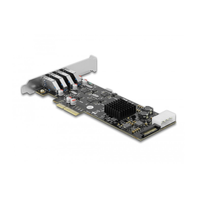 Delock PCI Express x4 Karte zu 4 x extern SuperSpeed USB 5 Gbps (USB 3.2 Gen 1) USB Typ-A Buchse Quad Channel - Low Profile Form
