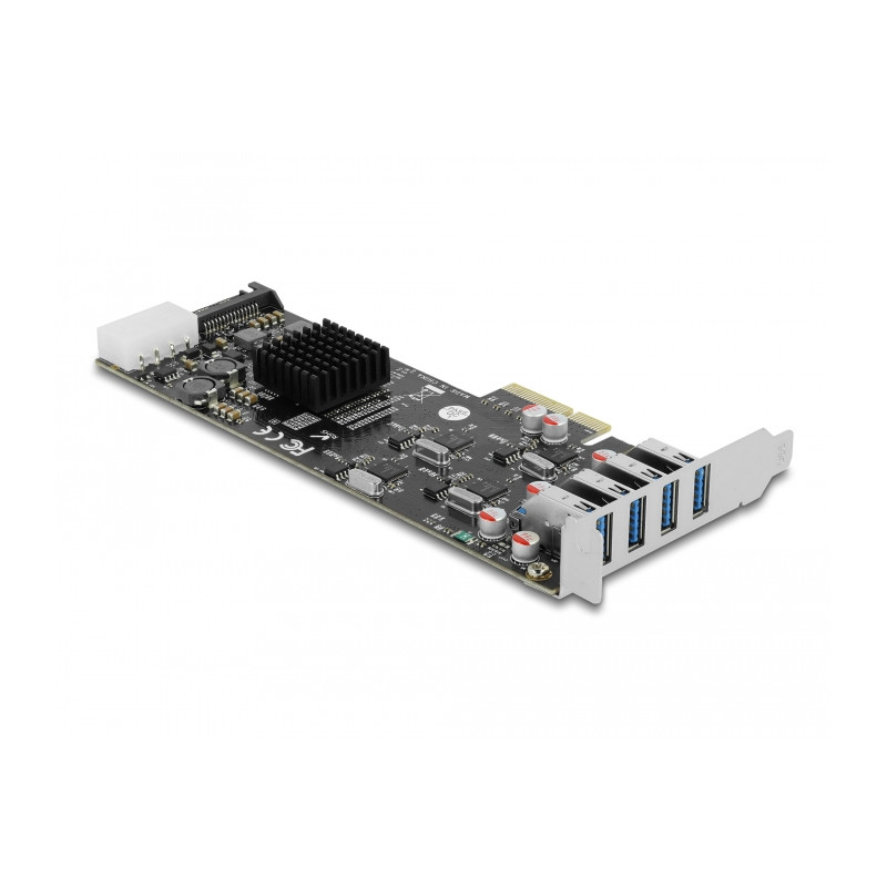 Delock PCI Express x4 Karte zu 4 x extern SuperSpeed USB 5 Gbps (USB 3.2 Gen 1) USB Typ-A Buchse Quad Channel - Low Profile Form