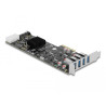 Delock PCI Express x4 Karte zu 4 x extern SuperSpeed USB 5 Gbps (USB 3.2 Gen 1) USB Typ-A Buchse Quad Channel - Low Profile Form