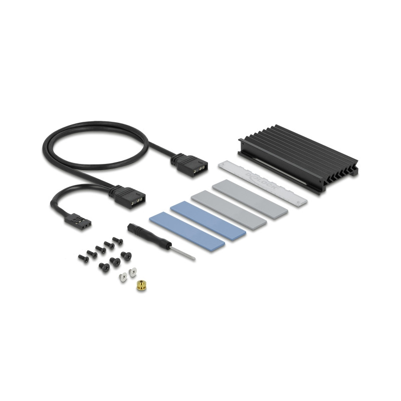 Delock PCI Express x4 Karte zu 1 x intern NVMe M.2 Key M mit Kühlkörper und RGB LED Beleuchtung - Low Profile Formfaktor