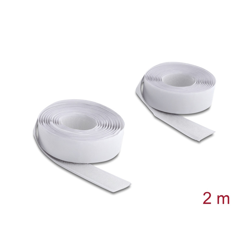 Delock Klettband selbstklebend mit Haft- und Flauschband L 2 m x B 20 mm weiß