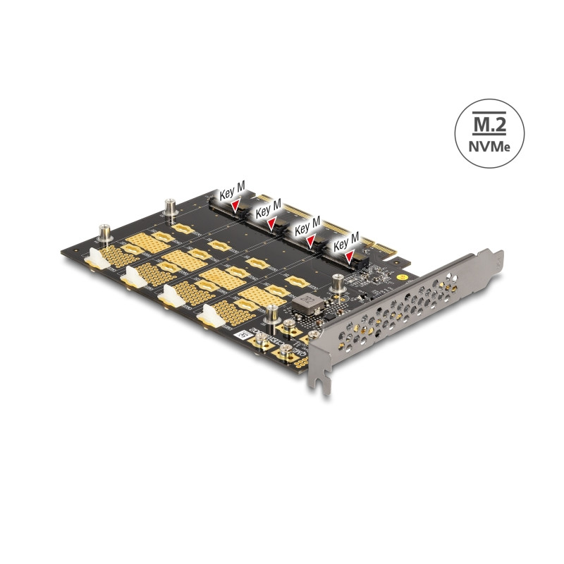 Delock PCI Express x16 Karte zu 4 x intern NVMe M.2 Key M - Bifurcation