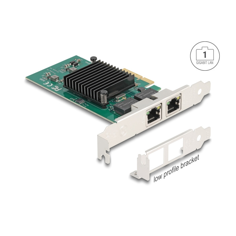 Delock PCI Express x4 Netzwerkkarte Gigabit LAN 2 x RJ45 i82576