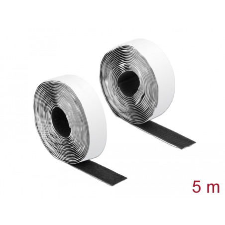 Delock Klettband selbstklebend mit Haft- und Flauschband L 5 m x B 25 mm schwarz