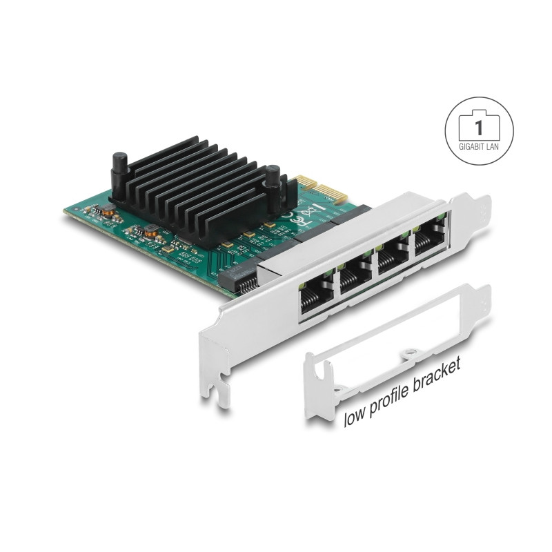 Delock PCI Express x1 Netzwerkkarte Gigabit LAN 4 x RJ45 RTL8111