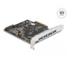 Delock PCI Express x4 Karte zu 1 x USB Type-C™ + 4 x USB Typ-A - SuperSpeed USB 10 Gbps