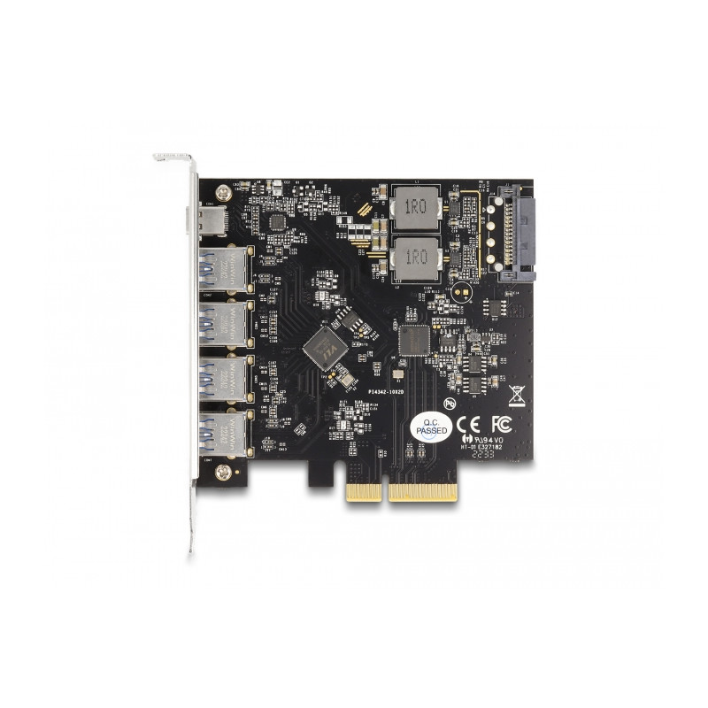 Delock PCI Express x4 Karte zu 1 x USB Type-C™ + 4 x USB Typ-A - SuperSpeed USB 10 Gbps
