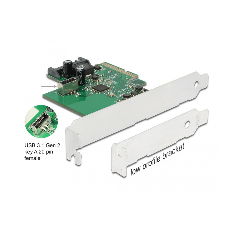 Delock PCI Express x4 Karte zu 1 x intern USB 10 Gbps Typ-E Key A 20 Pin Buchse