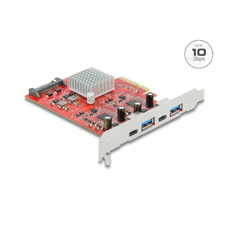 Delock PCI Express x4 Karte zu SuperSpeed USB 10 Gbps mit 2 x USB Typ-A und 2 x USB Type-C™ - Dual Channel