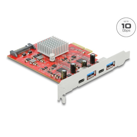 Delock PCI Express x4 Karte zu SuperSpeed USB 10 Gbps mit 2 x USB Typ-A und 2 x USB Type-C™ - Dual Channel