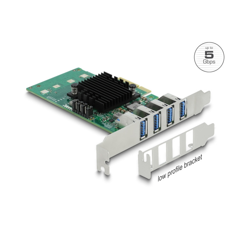 Delock PCI Express x4 Karte zu 4 x extern USB 5 Gbps Quad Channel - Low Profile Formfaktor
