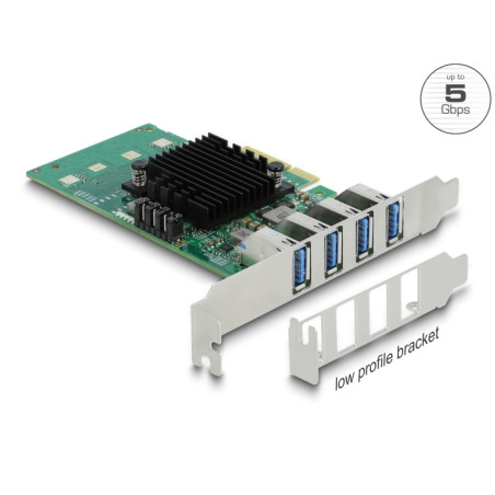Delock PCI Express x4 Karte zu 4 x extern USB 5 Gbps Quad Channel - Low Profile Formfaktor