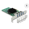 Delock PCI Express x4 Karte zu 4 x extern USB 5 Gbps Quad Channel - Low Profile Formfaktor