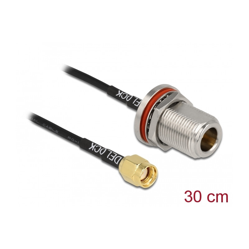 Delock Antennenkabel RP-SMA Stecker zu N Buchse RG-174 30 cm
