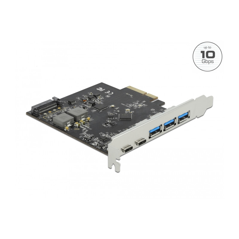 Delock PCI Express x4 Karte zu 2 x USB Type-C™ + 3 x USB Typ-A - SuperSpeed USB 10 Gbps