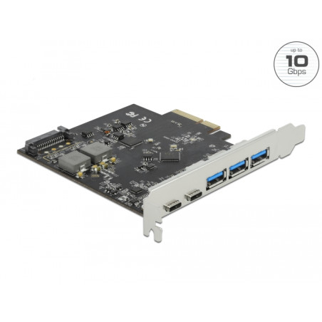 Delock PCI Express x4 Karte zu 2 x USB Type-C™ + 3 x USB Typ-A - SuperSpeed USB 10 Gbps