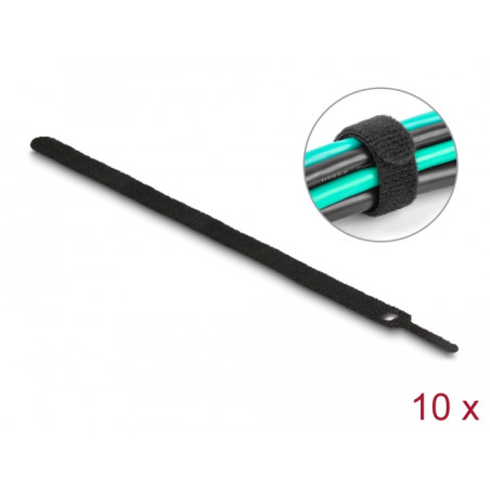 Delock Klett-Kabelbinder L 300 x B 12 mm schwarz 10 Stück