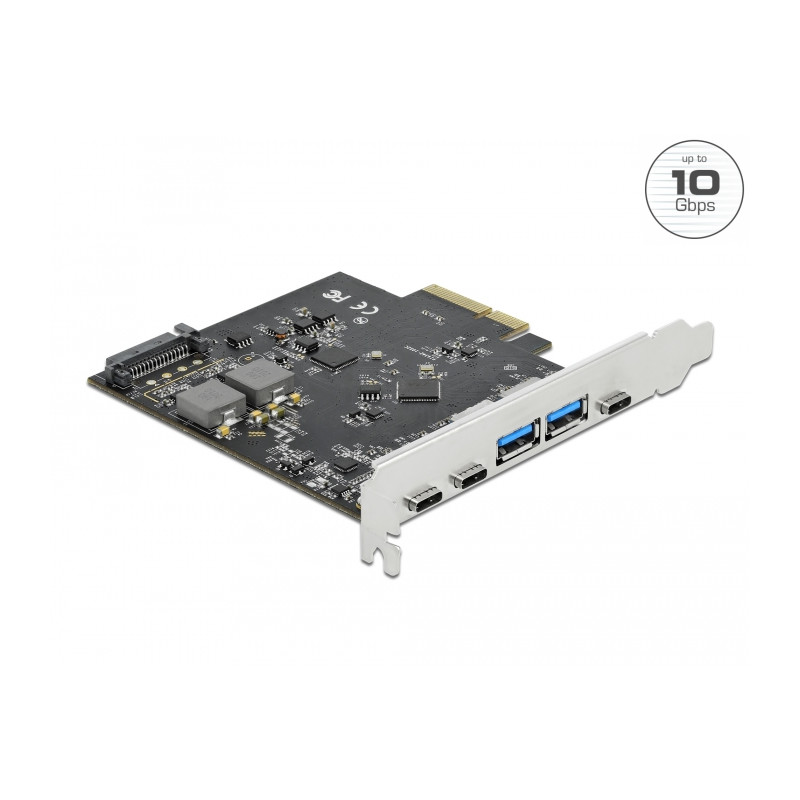 Delock PCI Express x4 Karte zu 3 x USB Type-C™ + 2 x USB Typ-A - SuperSpeed USB 10 Gbps