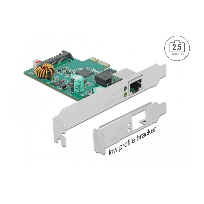 Delock PCI Express x1 Netzwerkkarte 2,5 Gigabit LAN 1 x RJ45 mit PoE+ RTL8125