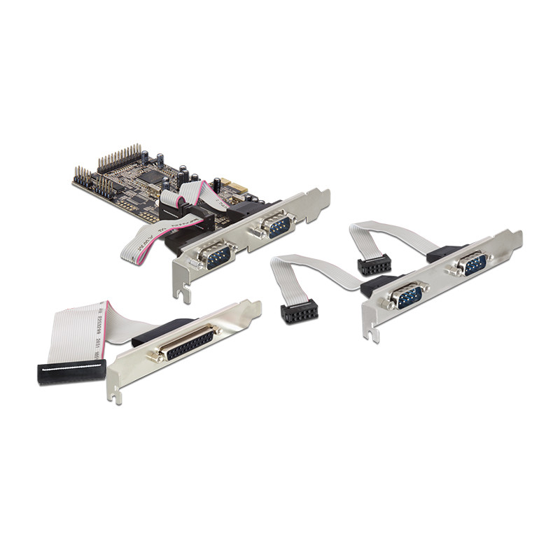 Delock PCI Express x1 Karte zu 4 x Seriell, 1 x Parallel